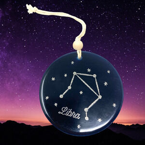 NEW Artisan Zodiac LIBRA Hanging Ornament Glazed Pottery Astrology Celestial